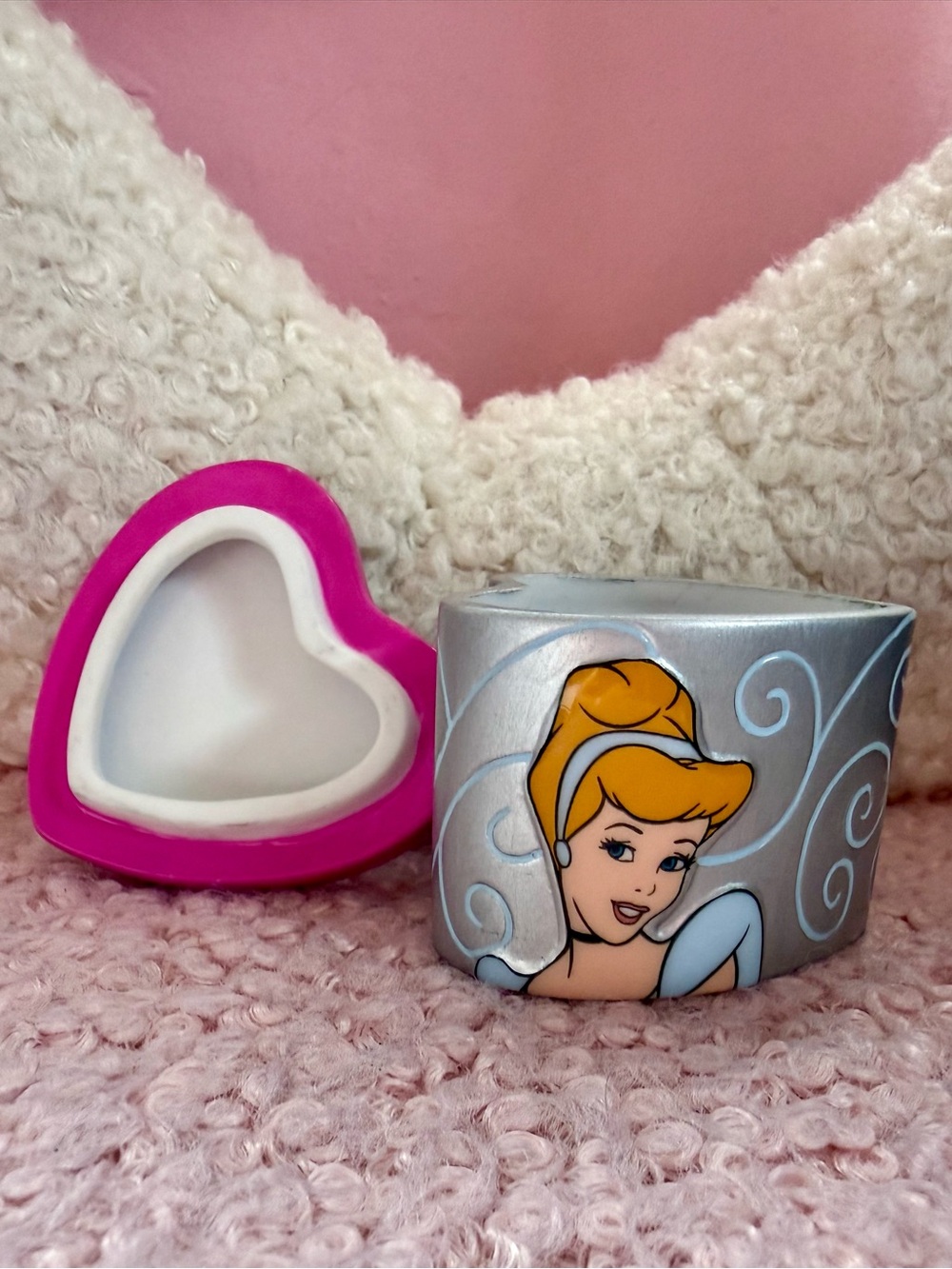 Disney Cinderella Heart Trinket Box Glass Slipper 2000s Collectible